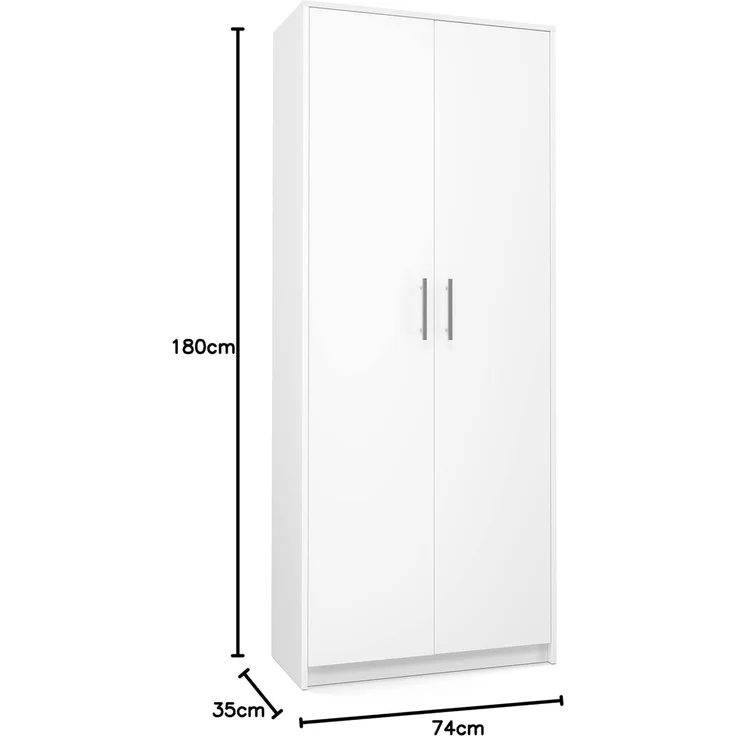 Home Collective Mehrzweckschrank Schrank weiß 74cm Breite 180cm Höhe mit sechs Einlegeböden mit Extrafach, Aktenschrank Haushaltsorganisation aus MDF-Holz – Bild 3
