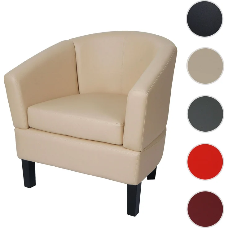 Lounge-Sessel HWC-O17, Sessel Clubsessel Cocktailsessel, FSC®-zertifiziert Kunstleder ~ creme – Bild 9