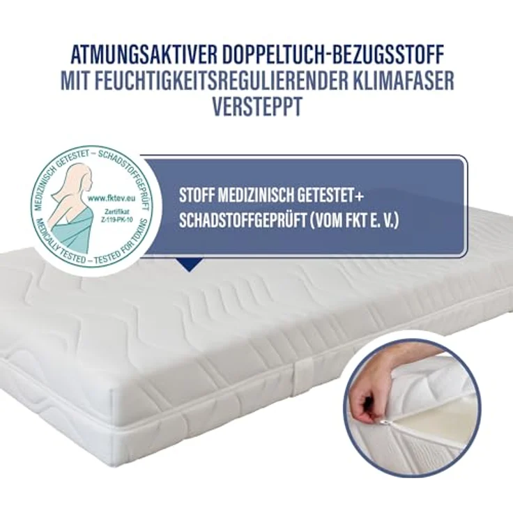 BeCo Matratzen Maxima Plus, Taschenfederkern, 23 cm, getestete Qualität "GUT", H3 - 140 x 200 cm, vegan und Oeko-Tex zertifiziert – Bild 6
