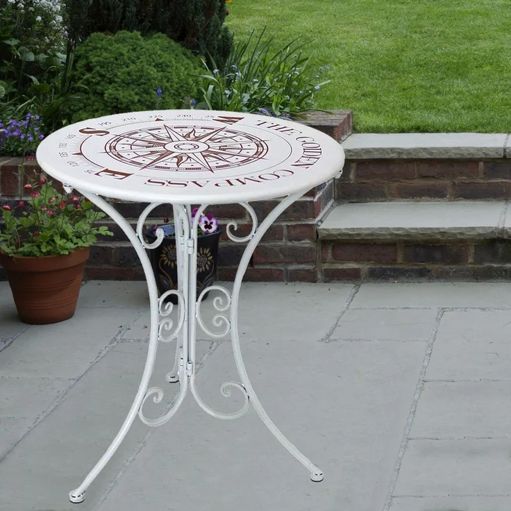 Bistrotisch, Kompass-Design, Eisen, weiß, 60 cm – Bild 5