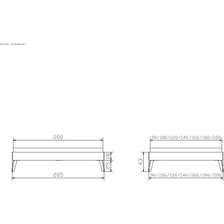 Hasena Bett Iseo Kernbuche massiv ohne Kopfteil 120x200 cm, Komforthöhe 25 cm – Bergamo – Bild 4