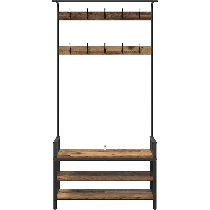 vidaXL Garderobenständer 95 x 34 x 184 cm Altholz Holzwerkstoff 879963 – Bild 5