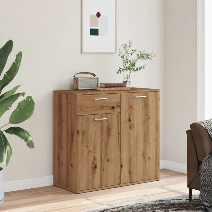 vidaXL Sideboard Artisan-Eiche 80x36x75 cm Holzwerkstoff 856007 – Bild 1