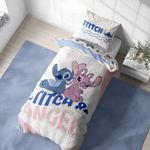 MTOnlinehandel Bettwäsche Biber, Lilo & Stitch "Wave" in 135x200 + 80x80 cm, Disney, 100% Baumwolle, 2 teilig, Wende-Motiv kuschelig und warm