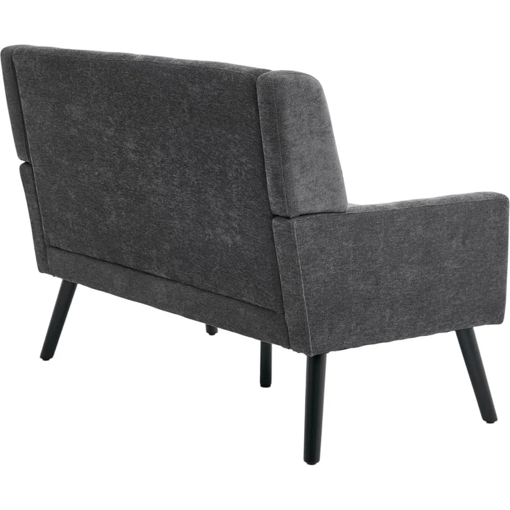 LVHOM 2-Sitzer Sofa aus Leinenstoff mit Knopfsteppung, Loveseat mit hochdichter Schaumstoffpolsterung und Massivholzbeinen, Stoffsofa für Wohnzimmer & Büro, bis 260kg, Dunkelgrau – Bild 8