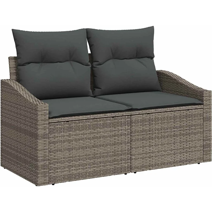 vidaXL Sofa Set 8 stk. Grau und Dunkelgrau Polyrattan und Stahl 3448222 – Bild 3