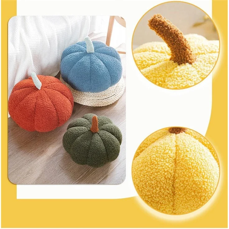 1 Stück – Kürbis-Plüschkissen, Halloween-Dekokissen, weich, rund, ca. 20 cm, Weiß – Bild 2