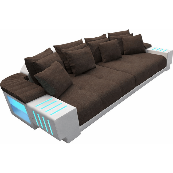 Big Sofa Bellagio im modernen Stoffbezug - Strukturstoff - Braun-Weiß