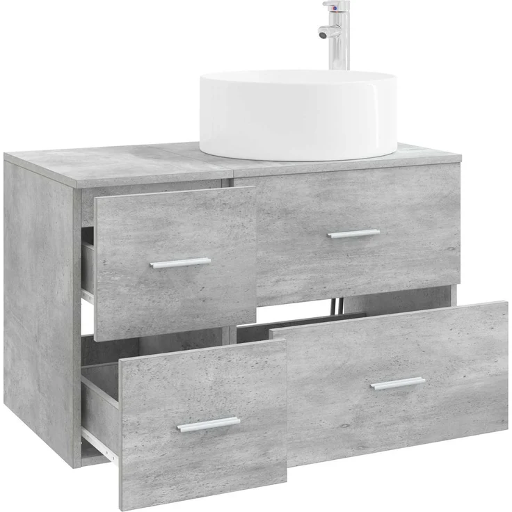 vidaXL Badezimmerschrank-Set 2 stk. Betongrau 79,5 x 44,5 x 80 cm 3404011 – Bild 3