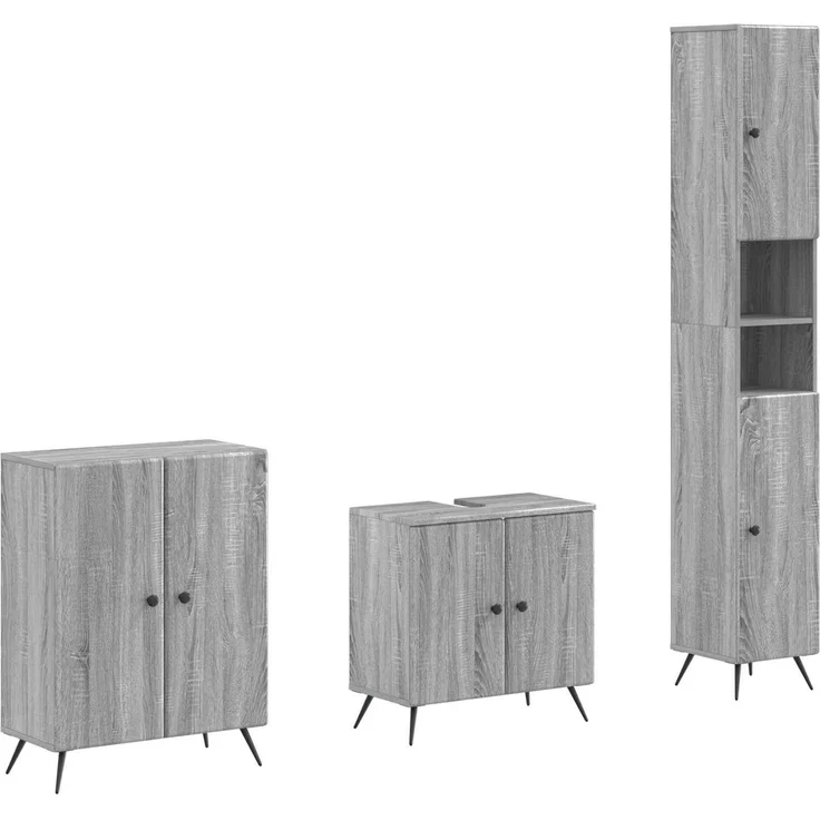 vidaXL 3-teiliges Badezimmer-Schranksystem BREDA Sonoma-Grau 3417483 – Bild 1