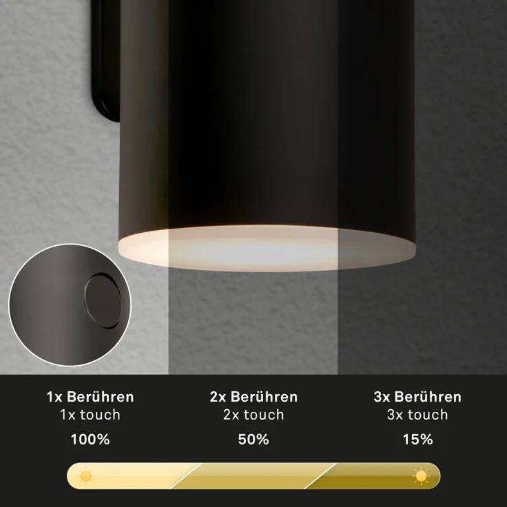 Briloner LED Akku-Außenwandleuchte Lima 6W schwarz dimmbar warmweiß – Bild 7