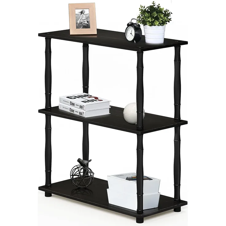 Furinno kompaktes Mehrzweck-Regal mit 3 Ebenen, holz, Espresso/Schwarz, 29. 46x59. 94x75. 18 cm