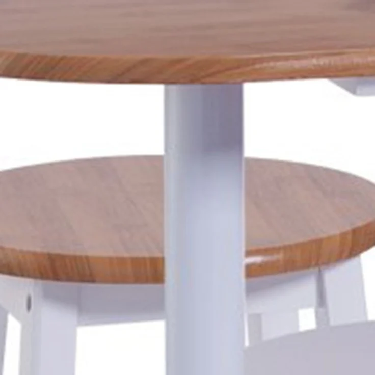 ZELLER 13776 Küchenbar mit 2 Hockern, MDF, Tisch 118 x 38 x 89 cm, Hocker 29 x 29 x 54 cm, weiß/Bamboo-Dekor, mit Schublade und Flaschenboden – Bild 2
