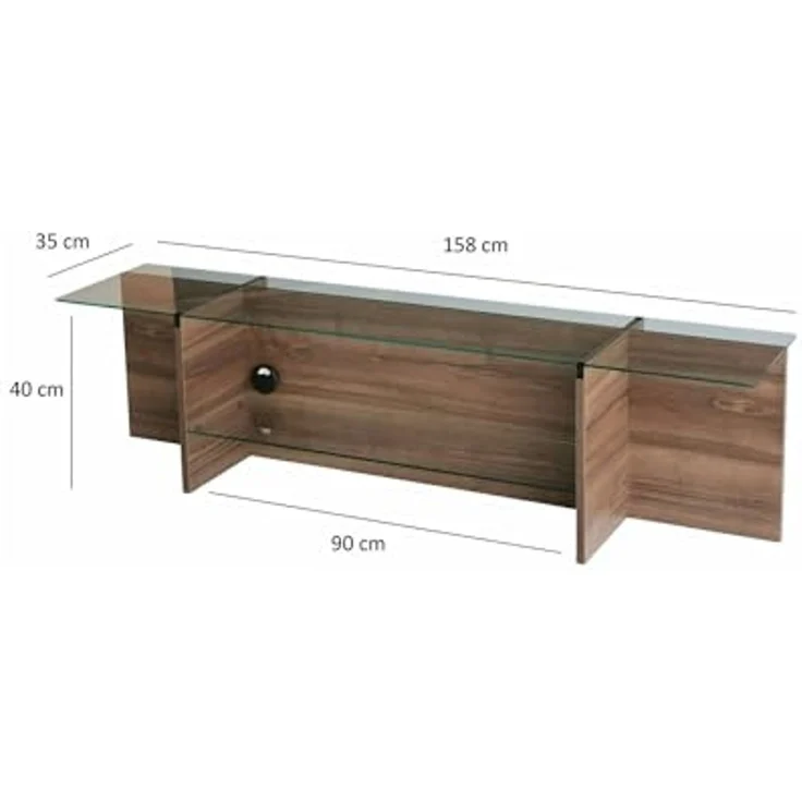 Dmora TV-Schrank Erinyes 158x35x40h cm Braun 2 Regale, 1 Fach – Bild 3