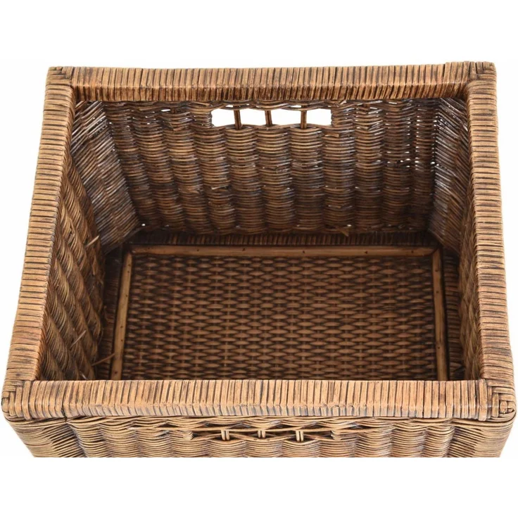 Krines Home Regalkorb Set/2 Stabiler Regalkorb mit Holzrahmen Schubfach aus echtem Rattan (Set, 2 St, 2 Stück), Schübe Box zur Aufbewahrung Regalkorb Schrankkorb Griff (Set 42x32x32) – Bild 2