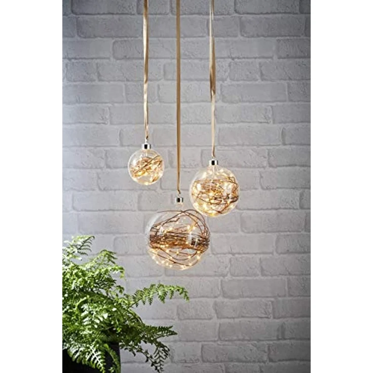 EGLO LED-Weihnachtskugel für Innen, beleuchtete Glaskugel zum Aufhängen Ø 15 cm, Leuchtkugel zum Hängen, extra-warmweiß, Strom-Betrieb – Bild 3