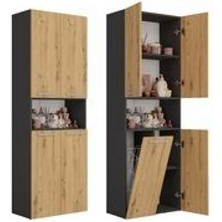ibonto Hochschrank Badezimmerhochschrank Platzsparendes Aufbewahrungswunder – Bild 6
