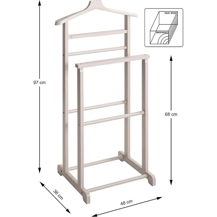 Haku Herrendiener aus Bambus, kaschmir lackiert, Scandinavian-Stil, freistehend, belastbar bis 15 kg, 48x36x97 cm – Bild 6