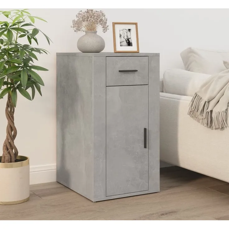 vidaXL Büroschrank Betongrau 40x49x75 cm Holzwerkstoff 816796
