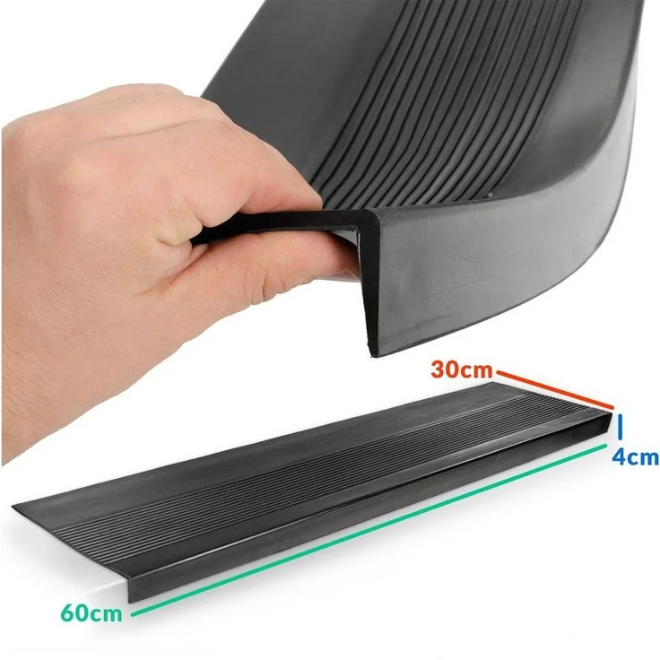 ANRO Stufenmatte Stufenschutz aus Gummi Treppenschutz Treppenmatte, Eckig, mit Rillen Größe 30x60cm - rutschischer & anpassbar – Bild 3