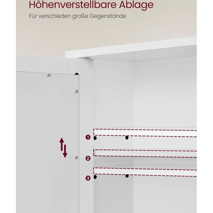 Vasagle Spiegelschrank 2 Spiegeltüren und Ablage, verstellbare Regalebene, 13 x 56,5 x 58,5 cm, weiß – Bild 4