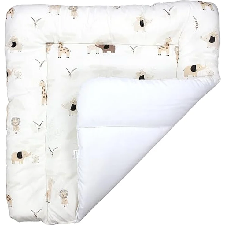 TupTam Baby Wickeltischauflage mit Baumwollbezug Gemustert, Farbe: Savanne Beige, Größe: 70x70 cm – Bild 5