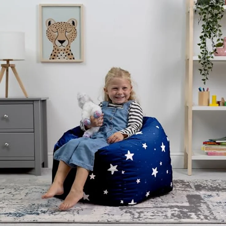 Icon Sitzsack Sessel für Kinder „Sternenklar“, Dunkelblau, Kindersitzsack Wasserabweisend, Sitzsäcke für den Innen- und Außenbereich mit Füllung – Bild 3