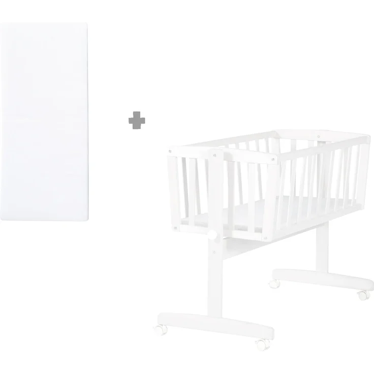 roba Babywiege - inkl. Matratze 40 x 90 cm - Wiegefunktion mit Feststellknopf - Bremsrollensatz - Weiß – Bild 5