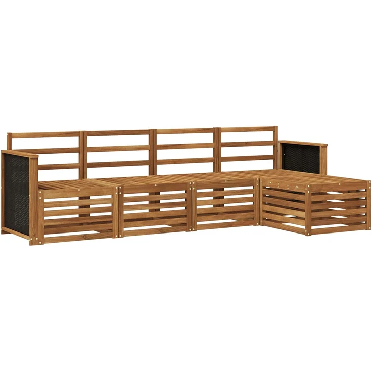 vidaXL Outdoor-Sofagarnitur 5 stk. 5-Sitzer Natur Massivholz Akazie 3384220 – Bild 2