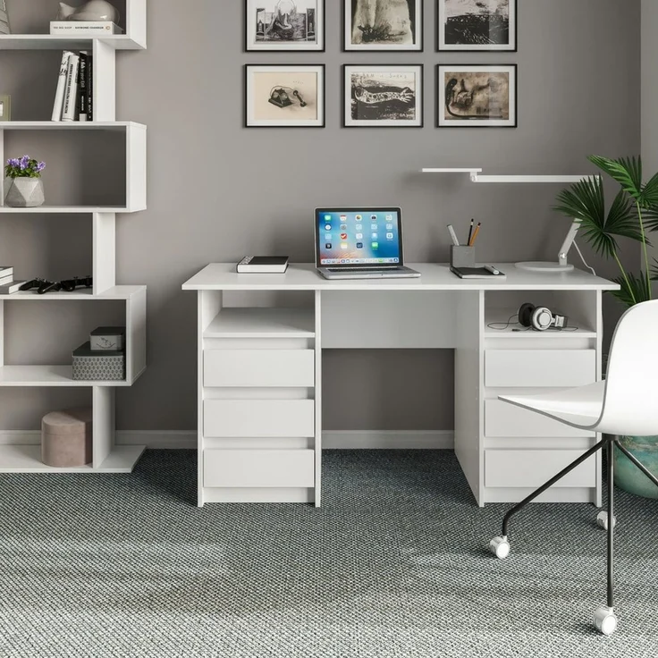 KOMTO Schreibtisch Oslo 140 Schreibtisch mit Schubladen Moderner Bürotisch, Computertisch Arbeitstisch PC-Tisch Kinderschreibtisch 140x60x74 cm – Bild 3