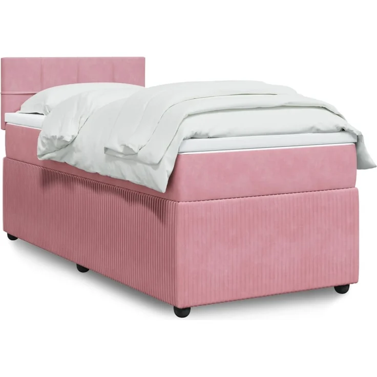 vidaXL Boxspringbett mit Matratze Rosa 80x200 cm Samt 3287595 – Bild 1