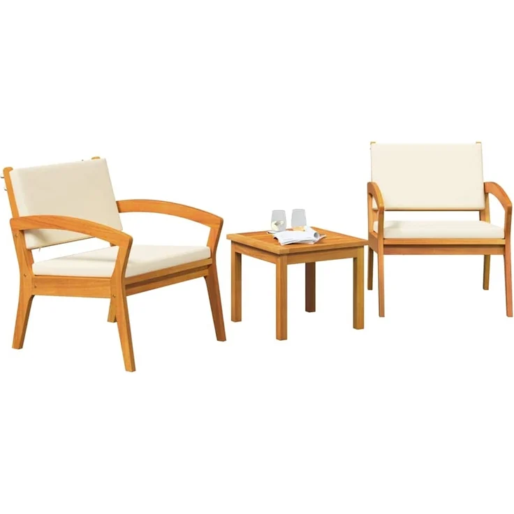 vidaXL Bistrogarnitur mit Kissen 3 pcs Braun Polyester 4106466 – Bild 2