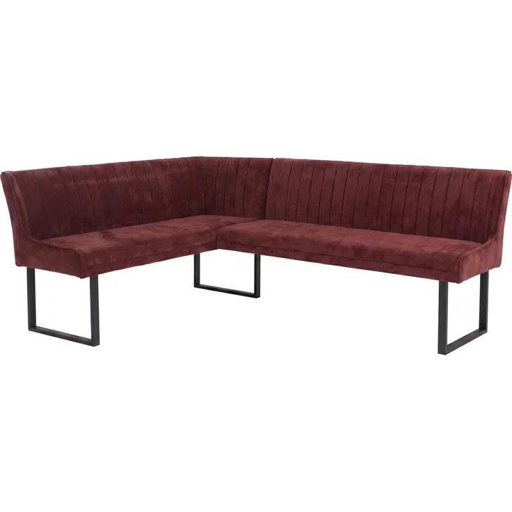 Eckbank HWC-O82, Esszimmerbank Bank, Öko-Tex (310g/m²) Chenille Stoff/Textil Metall 159x210 cm ~ rot – Bild 9
