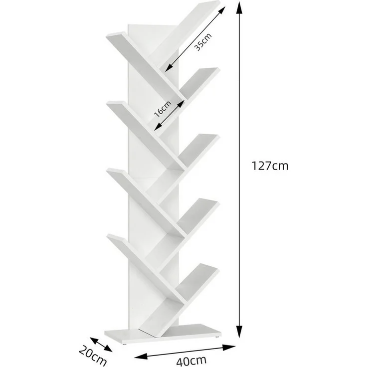 Mondeer Bücherregal in Baumform aus Holz Bücherschrank, Würfelregal exquisites 9 lagiges, einfaches Design und Platzsparen – Bild 3