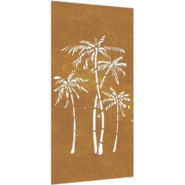 vidaXL Garten-Wanddeko Cortenstahl 105x55 cm, Palmen-Design, wetterfest und korrosionsbeständig – Bild 1