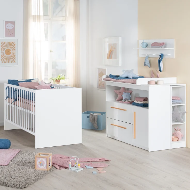 roba Kinderzimmerset 'Lilo' - 2-teilig - Kinderbett 70 x 140 cm & Wickelkommode - Weiß – Bild 2