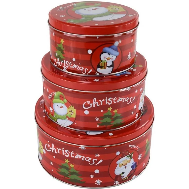 Jean Products Vorratsdose Metall Keksdosen mit Weihnachtsmotiv im Set mit 3 verschiedenen Größen, Metall, festlich gestaltet