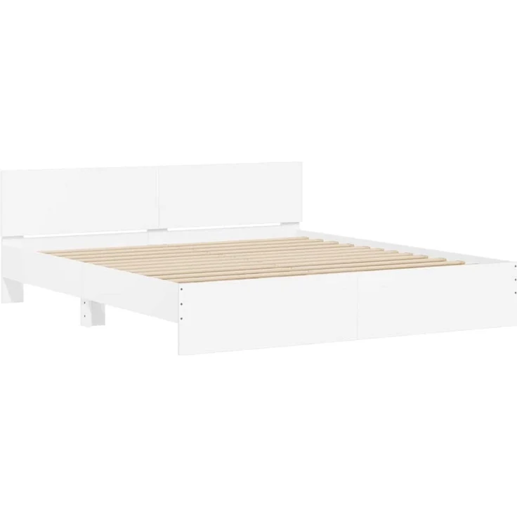vidaXL Bettgestell mit Kopfteil Weiß 193 x 203 cm Holzwerkstoff 3402865 – Bild 2