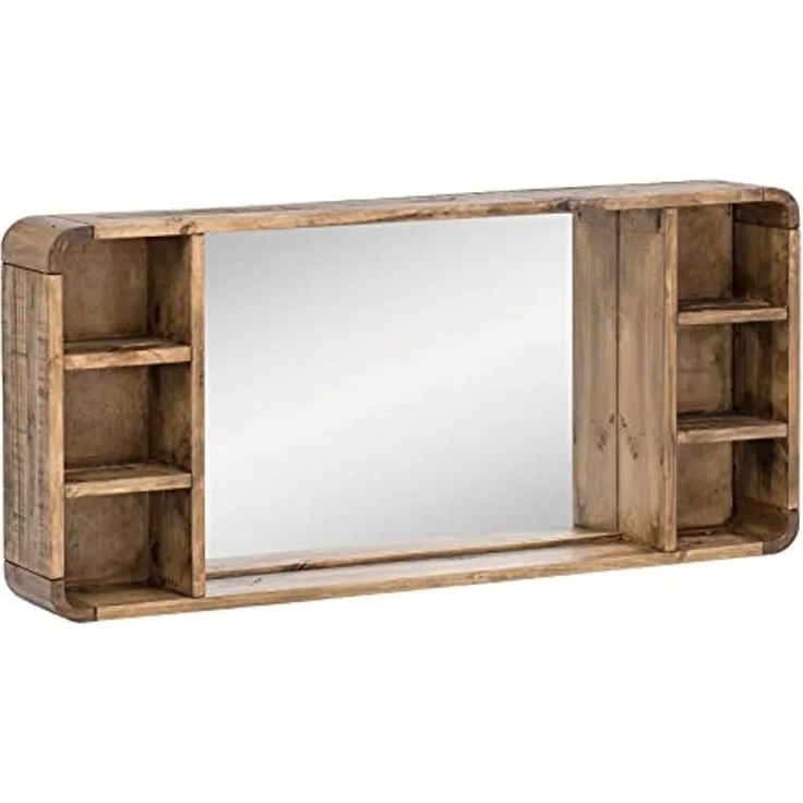 Badspiegel massivum Dingle 130x60 cm natur Holzspiegel Wandspiegel Spiegel-mit-Regal rechteckig Pinie recycelt Badezimmer
