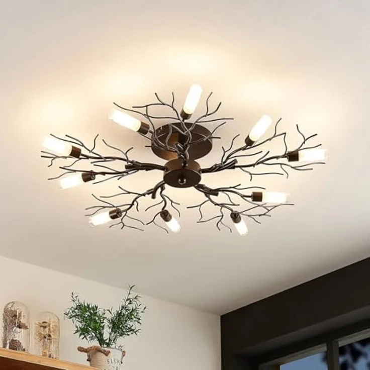 Lindby Deckenleuchten Bigna, Metall, Braun IP20, 10 x 33 W – Bild 2