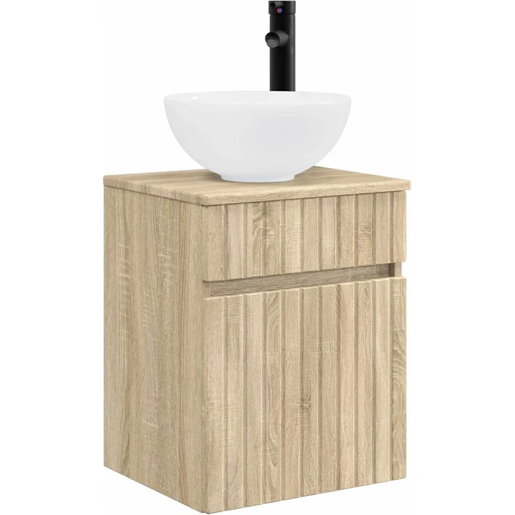 vidaXL Wandmontierter Waschbeckenunterschrank Sonoma-Eiche 890544 – Bild 2