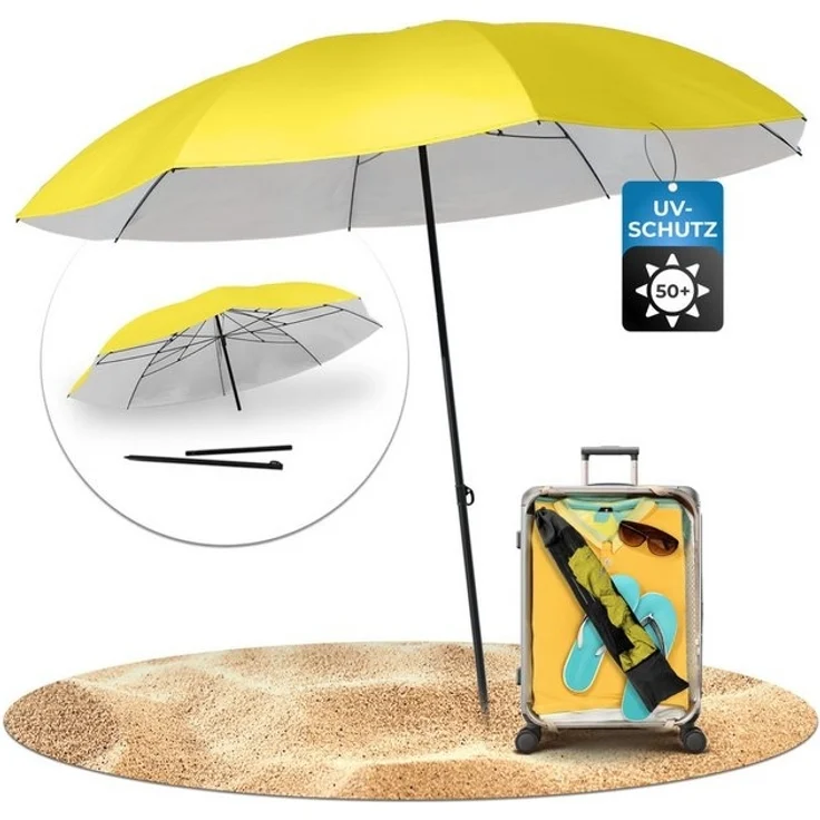 Styngard Sonnenschirm Reise Sonnenschirm Nizza, LxB: 180,00x155,00 cm, mit UV Schutz 50+ - Strandschirm Sonnenschirm Strand mit Abspannleinen – Bild 4