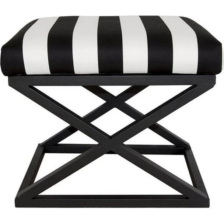 Atelier Del Sofa Stylish Pouffe with Metal Frame, 50 x 42 x 40 cm | 100% Polyester Babyface Fabric, Grey with Black & White Accents | Perfect for Modern Living Spaces – Bild 3