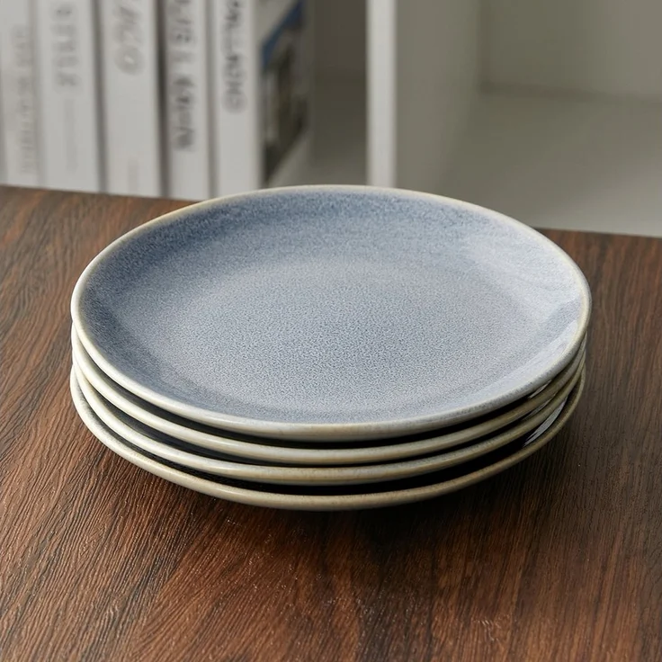 JIWOO Teller 4er Ø19,5cm, Speiseteller Steakteller Dessertteller Pastateller Plate, (4 St), Keramik Hochwertiges Tellerset Blau Mikrowellenofen Spülmaschine – Bild 2