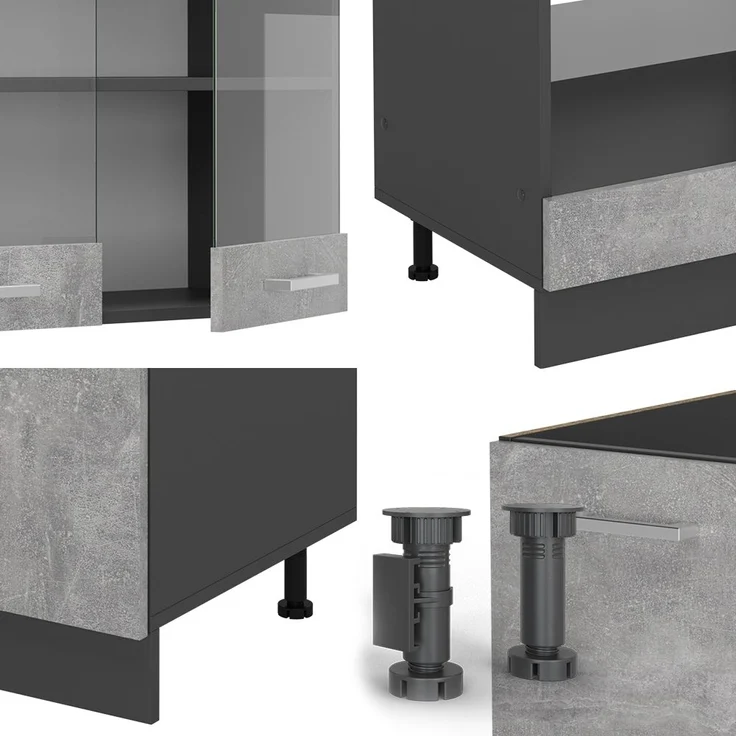 Eckküche R-Line Beton/Anthrazit 287 x 46 cm ohne Arbeitsplatte Vicco – Bild 4