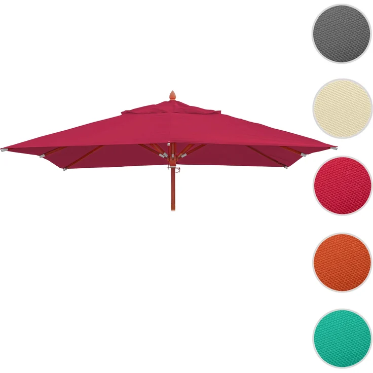 Ersatz-Bezug für Gastronomie Holz-Sonnenschirm HWC-C57, Sonnenschirmbezug, eckig 4x4m Polyester 3kg ~ bordeaux – Bild 7
