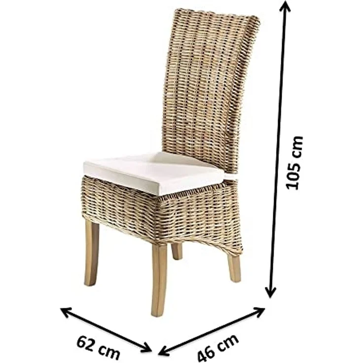 Kobolo Rattanstuhl NEWPORT Stuhl Hochlehner Rattan grau mit Kissen (kubu grey) – Bild 2