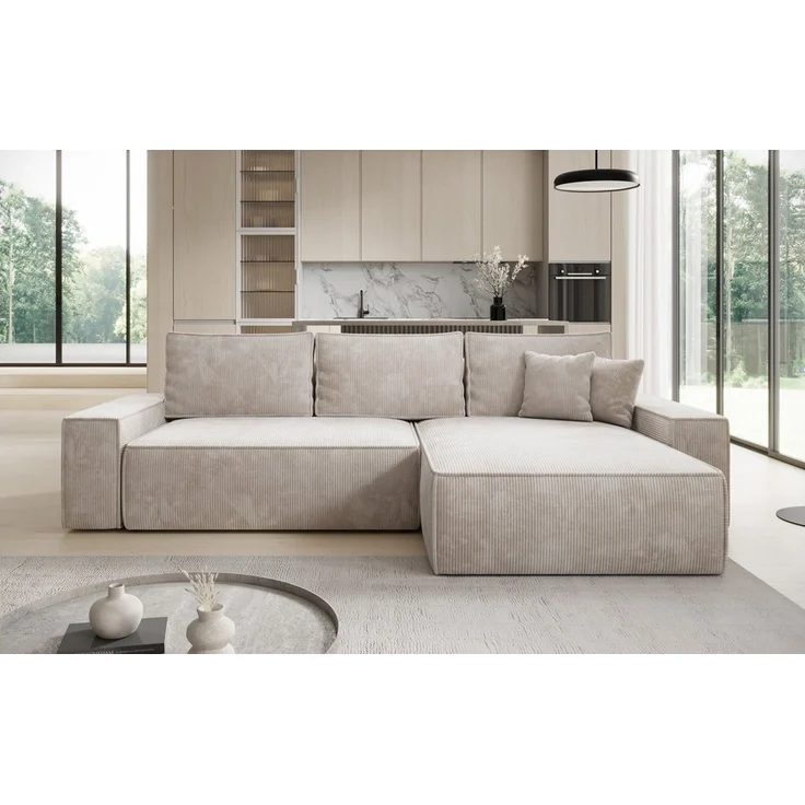 Luxusbetten24 Schlafsofa Designer Sofa Lunaro in Cord, mit Stauraum und Schlaffunktion – Bild 2