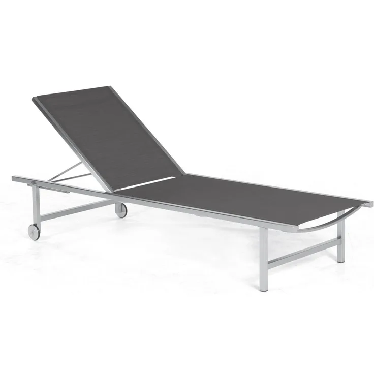 Sonnenpartner Sonnenliege Galaxy Edelstahl/Textilen schwarz Rollliege