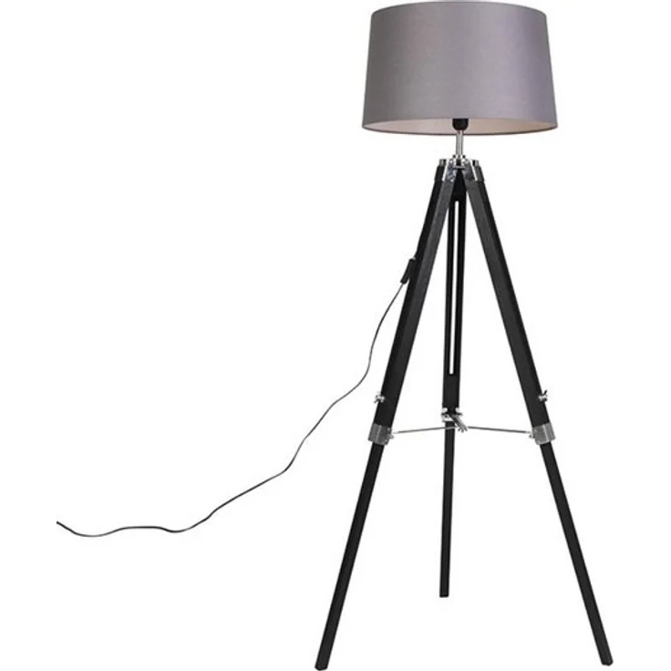 Qazqa Stehlampe Tripod, ohne Leuchtmittel, E27, Weiß, Industrie, Holz, 1-flammig – Bild 4